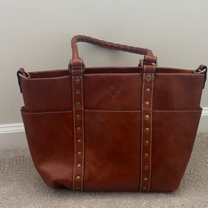 Patricia Nash Tote Pocket Bag Carducci Camel Caramel Leather Shoulder Crossbody